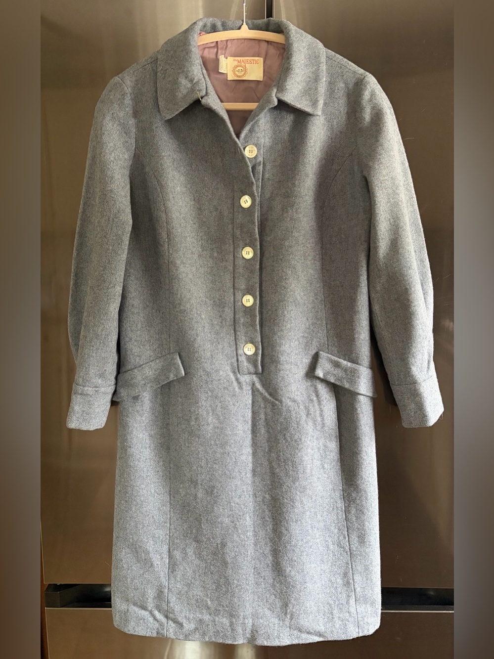 Vintage 1960s It’s Majestic Heavy Wool Tailored Mod Shift Dress S Mid-Century